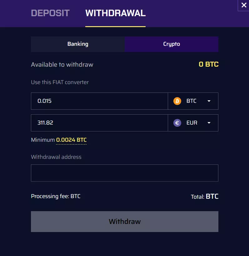 Withdrawal Process With Crypto