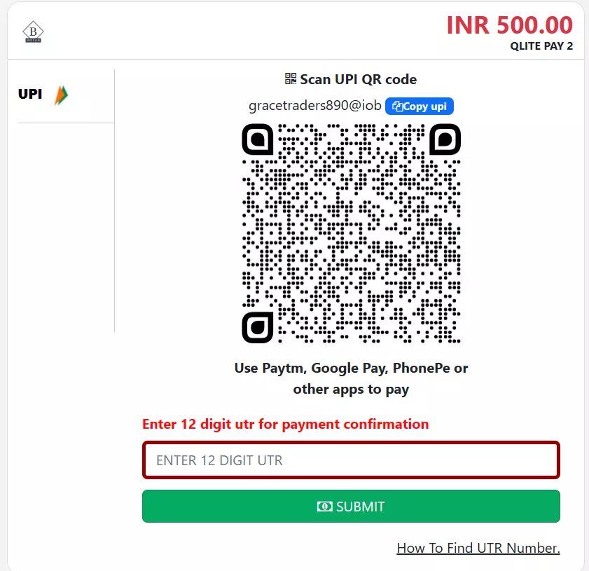 Scan the QR Code Or Copy The UPI ID to Pay.